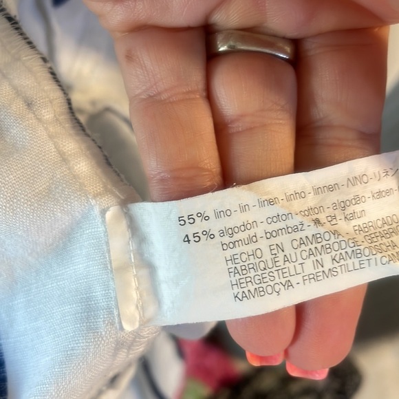 Zara Basic cotton linen nautical stripe faux wrap oversized top / blouse size Sm - Picture 10 of 12
